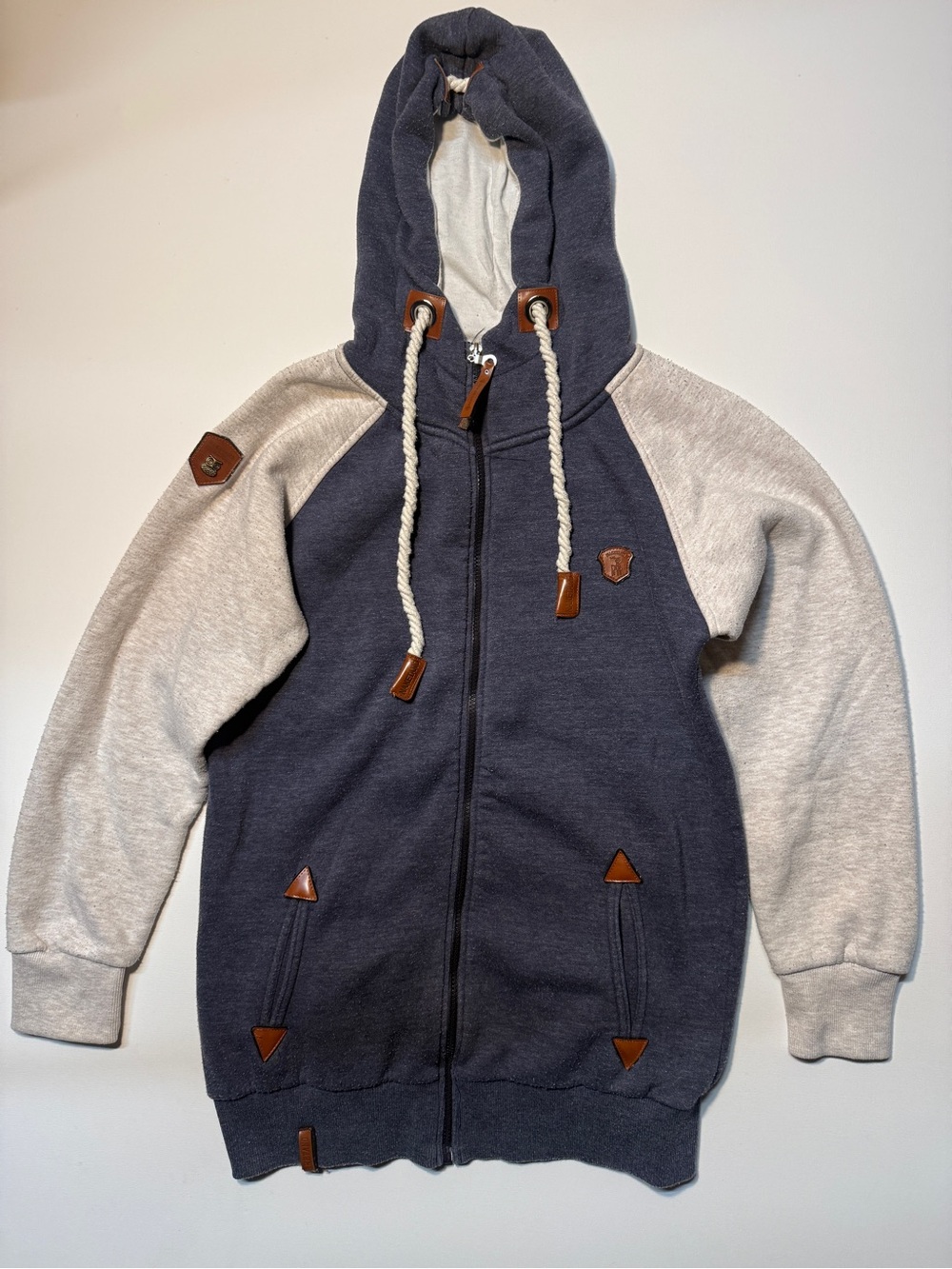 Naketano Beige & Brown Sweater with Owl Leather Patch